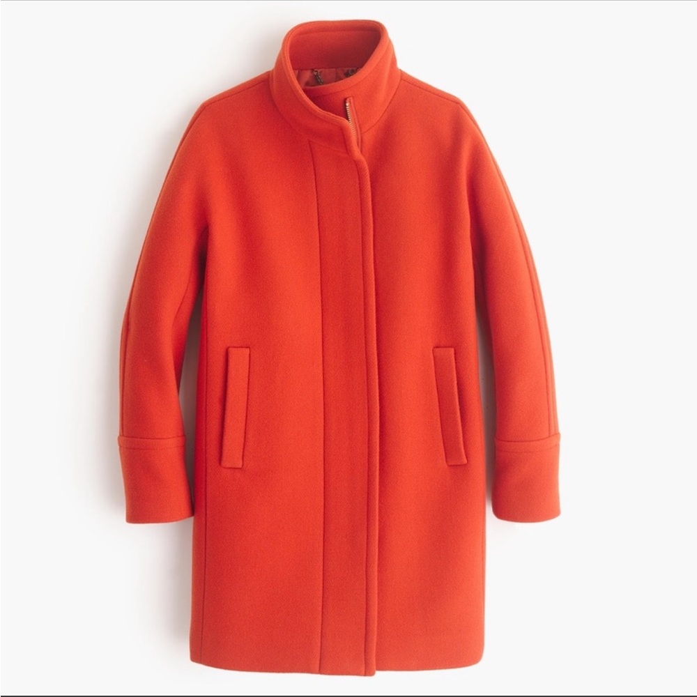 J Crew Stadium Cloth Cocoon Coat Orange Red